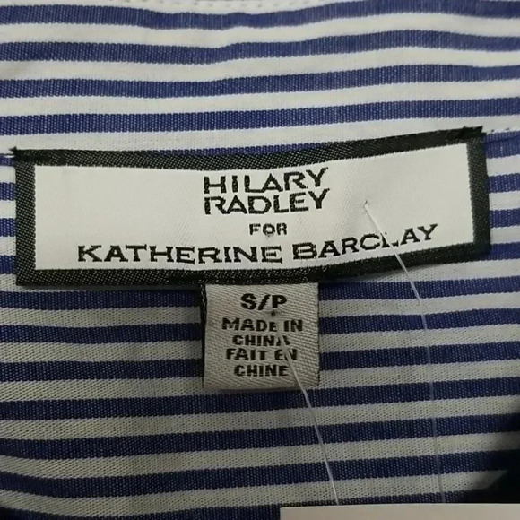 {Hilary Radley} NWT: For Katherine Barclay Striped Embroidered Blouse - Picture 8 of 12